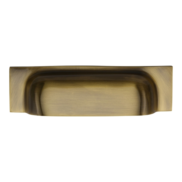 C2766 96-AT • 76/96 c/c x 145x42x22mm • Antique Brass • Heritage Brass Concealed Fix Square Plate Contemporary Cup Handle